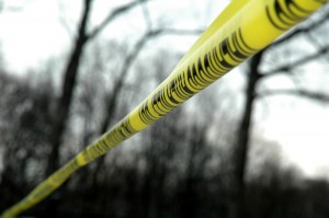 Yellow tapes surround the accident scene while RHS students carefully watches the event unfold.