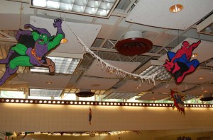 Among the vast array of decoration for after prom, cutouts of Spiderman and the Green Goblin were features hanging from the ceiling.