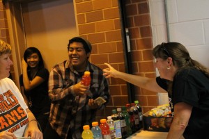 Everyone laughs along as a student jokes around with Booster Club parents. This is the kind of fun and spirited environment that these hardworking parents strive to create. Their hard work and good attitudes play a major role in making school sponsored events more enjoyable for all who attend.