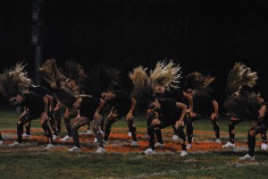 Poms, dressed as zombies, preform their special Halloween routine during hal-time at the RHS vs SVHS football game Oct. 5 which Rockville lost 40-21.