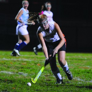 Junior Elizabeth Barrett aims for a decisive goal against Clarksburg HS. Many Lady Rams players showed a lot of promise this seasons adversities.