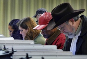 Voters cast their ballots at First English Lutheran Church on Tuesday, February 12, 2008, in Baltimore, Maryland. (Karl Merton Ferron/Baltimore Sun/MCT) --Courtesy of MCT Campus