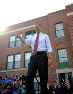 President Barack Obama attends a campaign rally at Elm Street Middle School in Nashua, New Hampshire, Saturday, October 27, 2012. (Olivier Douliery/Abaca Press/MCT) --Courtesy of MCT Campus