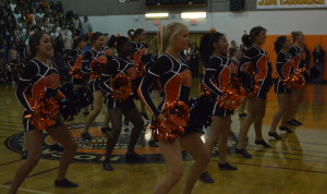 The Pompon squad shows off their new uniforms for the 2013-2014 school year at the Fall sports pep rally Sept. 6. Although they were expecting something different, they like the new look and are getting positive feedback. --Adam Bensimhon