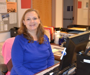 Nurse Grocki poses by her work station where she helps RHS students everyday. --Camila Torres