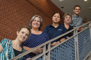 From left to right: Spanish teacher Madeline Rudman, French teacher Lois Laclef, security guard Liz Wong, health tech Sandy Minear and technology teacher Drew Kramer leave RHS at the end of the year. (Marci Michael, Becky Poston and Luanne Ruonavar are also leaving but are not pictured.) --Camila Torres