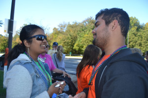 Senior Sushmitha Tamilselvan and junior Jonathan Garcia participate in the 2014 Out of the Darkness walk. --Elissa Britt