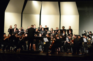 The orchestra preforming at the Zane Rush Theatre, Rockville High School. Courtesy of wgso.org