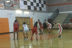 Senior guard Megan Anderson shoots a free throw, an area of the game that the Lady Rams are working to improve on. --Ronaldo Reyes