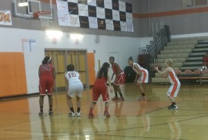 Senior guard Megan Anderson shoots a free throw, an area of the game that the Lady Rams are working to improve on. --Ronaldo Reyes