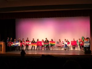 The assembly ended with a display of all the different countries people from our community originate from. --Nora Wahlbrink