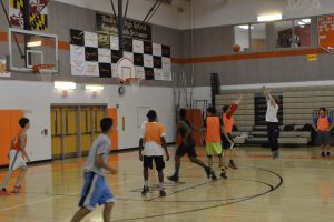 Junior Hudson Cary shoots the ball