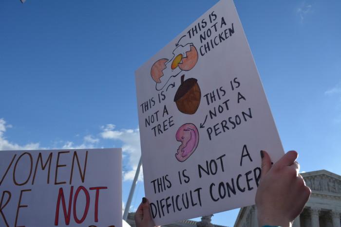 Senior Clarissa Libertelli holds a hand drawn poster while protesting against the HB2 law. 